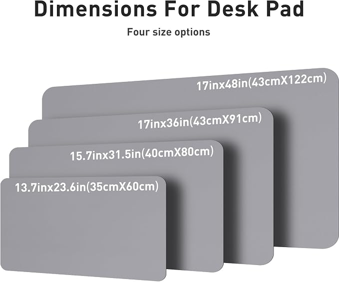 Aothia Leather Desk Pad Protector, Mouse Pad, Office Desk Mat, Non-Slip PU Leather Desk Blotter, Laptop Desk Pad, Waterproof Desk Writing Pad for Office and Home (48"x17", Light Grey)
