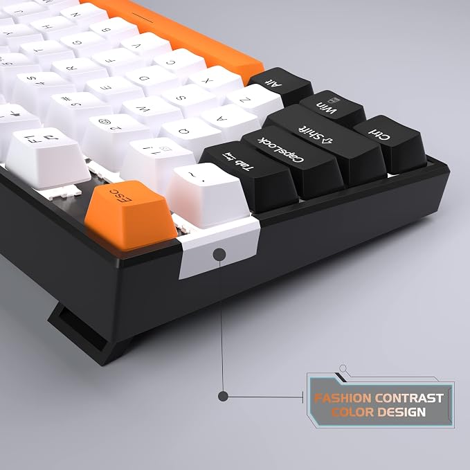 MageGee 75% Mechanical Gaming Keyboard, Yellow Switch, LED White Backlit, 87 Keys Compact TKL Wired Computer Keyboards for Windows Laptop PC Gamer - White/Black