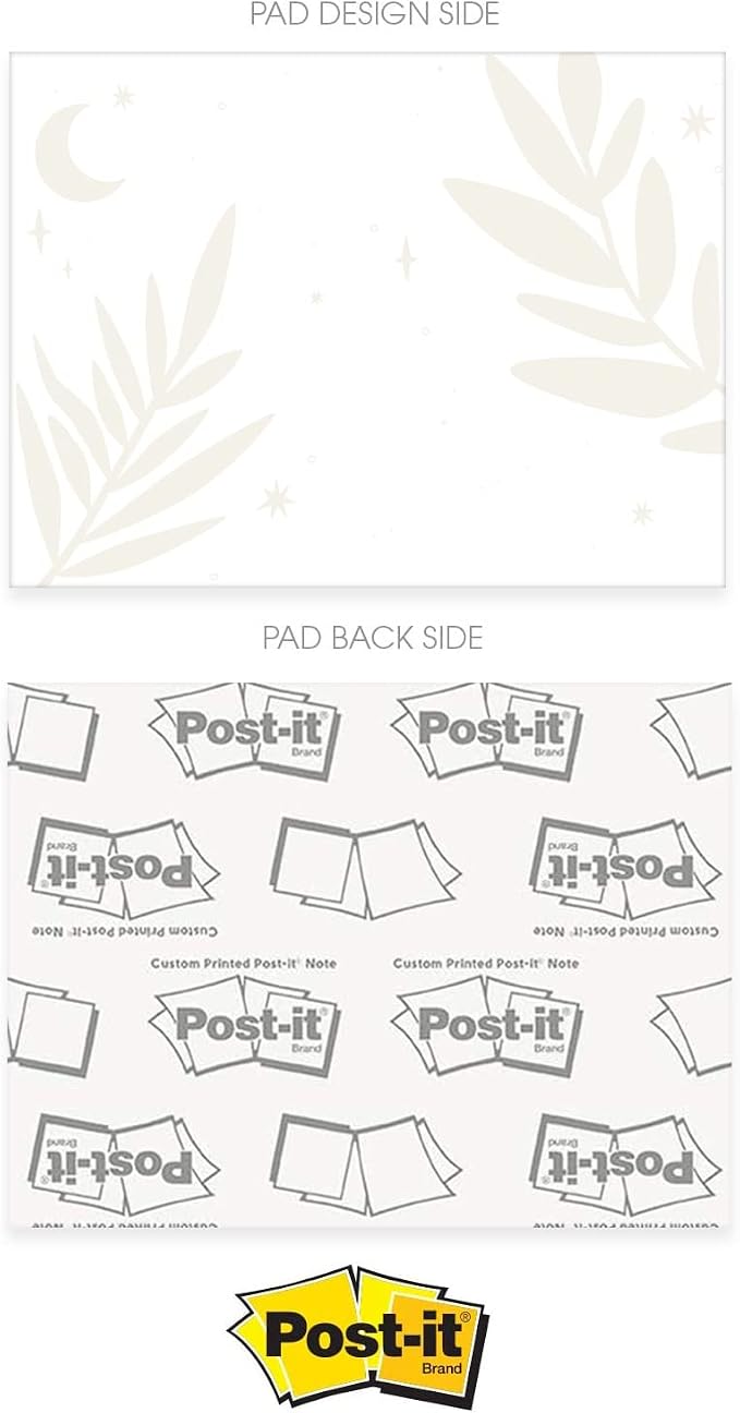 Boho Crystal Magic Sticky Note Assortment / 4" x 3" Blue Tan Repositionable Sticky Notes/Set of 6 Feminine Sun and Moon Pads/Made in The USA