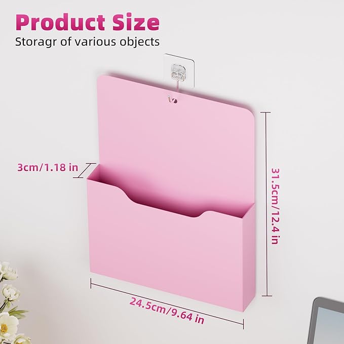 Magnetic File Holder - Magnetic Paper Holder, Pocket Organizer Office Supplies Storage Mail Organizer for Notebooks,Planners,Letter (6P)