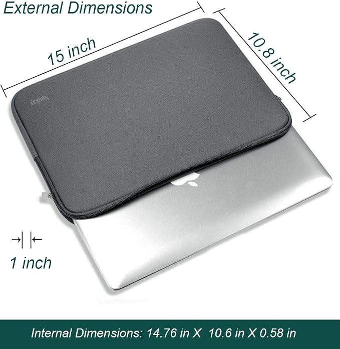 Laptop Sleeve Bag 15.6 Inch,Resistant Neoprene Laptop Sleeve/Notebook Computer Pocket Case/Tablet Briefcase Carrying Bag fit for Computer Notebook MacBook- (Grey)