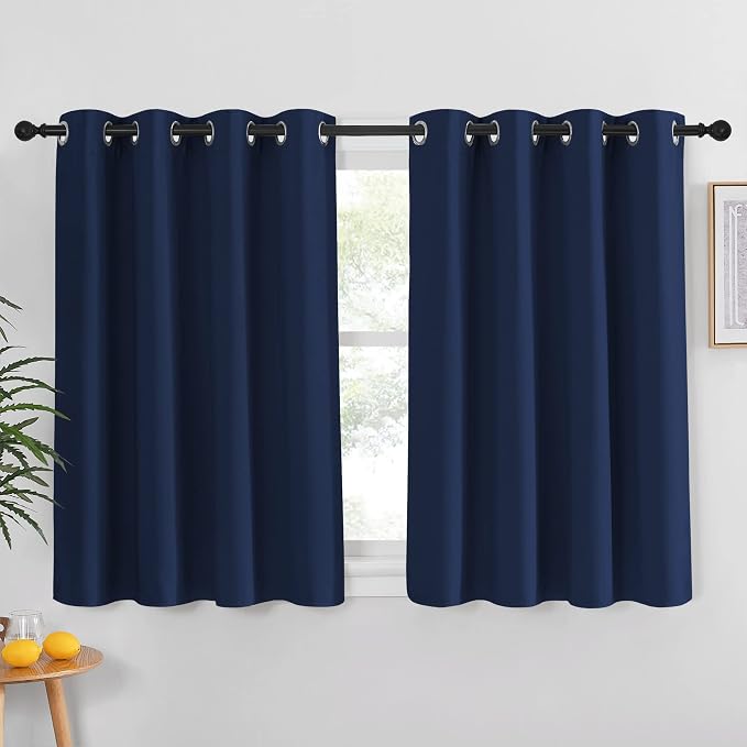NICETOWN Blackout Curtain Panel Grommet - All Season Eyelet Top Blackout Drapery for Bedroom/Living Room/Glass Door, Navy, 1 Panel of 52 x 45 inches