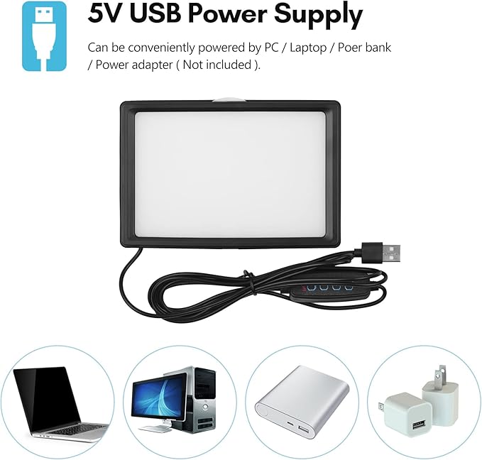 Andoer Desktop USB Video Conference Lighting Kit with LED Video Light 3200K-5600K Dimmable + Desk Mount Metal Light Stand + 360° Rotatable Ballhead + 5 Color Filters for Live Streaming Video