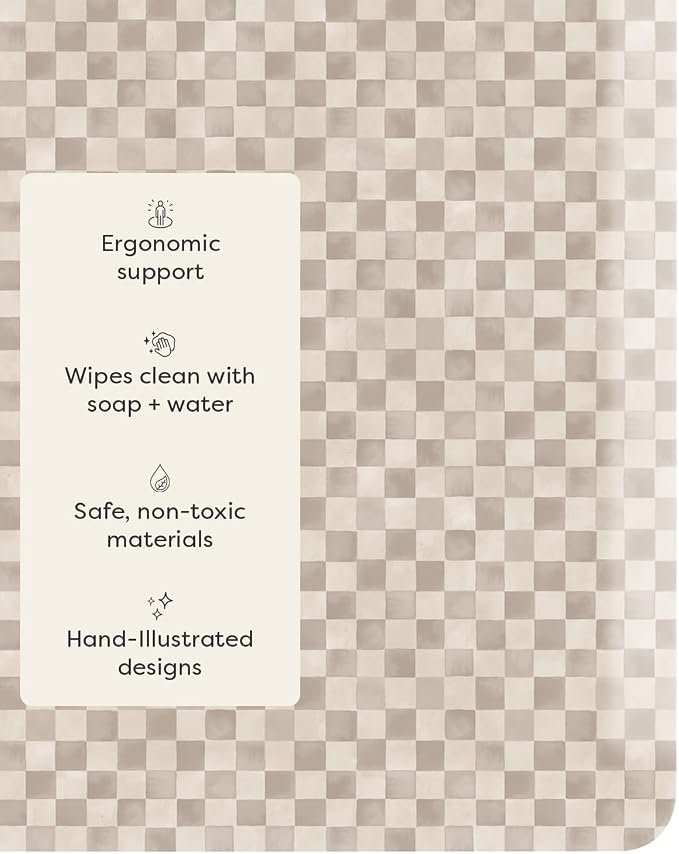 House of Noa Nama Standing Mat – Anti-Fatigue Cushioned Kitchen Mats for Floor | Ergonomic Bounce-Back Foam Kitchen Mats | Anti-Fatigue Mats for Kitchen & Standing | Checker Almond | 22" x 54"