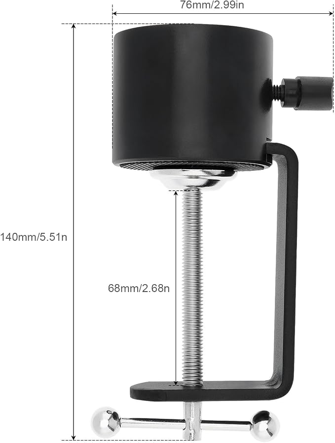 Microphone Stand Table Clamp for Microphone Suspension Boom Scissor Arm Stand Holer, 1/2" Thread Hole Cantilever Bracket Clamp Desk Lamp Clip Fittings Base DIY for Radio Studio Podcast (1)
