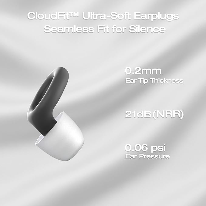 Soundary Ear Plugs for Sleep, Noise Cancelling Earplugs for Side Sleepers, Ultra-Soft, Pain-Free, Stay Put All Night, 26dB (SNR) Noise Reduction Earbuds for Focus,Travel,Tinnitus Relief & Ringing Ears