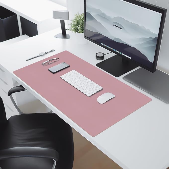 Non-Slip Desk Pad Mat, Leather Desk Mat for Desktop, Large Purple Mouse Pad, Waterproof Computer Mouse Mat Desktop Protector for Office/Home, 23.6" x 13.7"