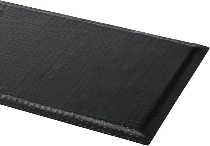 2x6 FT Anti Fatigue Mats 15/16 Inch Thick Soft Sponge Ergonomic Mat | Industrial Durable Heavy Duty Diamond Plate for Standing Non Slip Industrial Grade Floor Mat for Leg & Back Pain(Black)