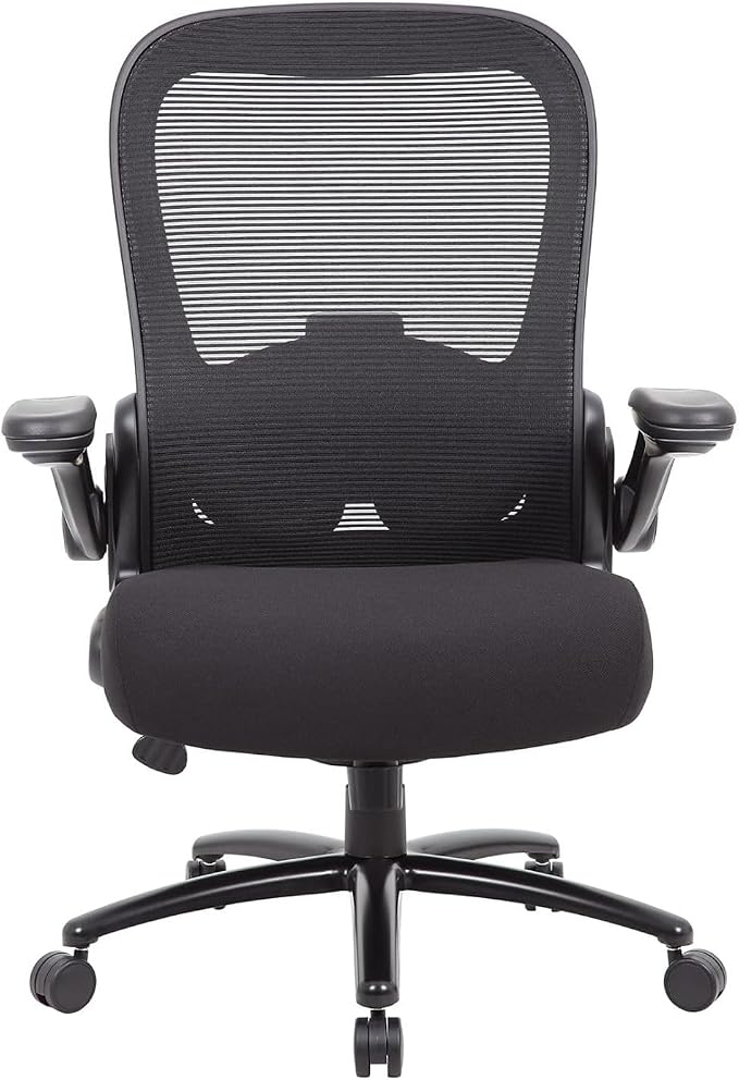 Heavy Duty Flip Arm Breathable Mesh Task Chair 400-lb Weight Capacity Black Ergonomic Office Chair for Comfort and Support Sturdy Construction with Flip-up Armrests Ideal for Long Hours