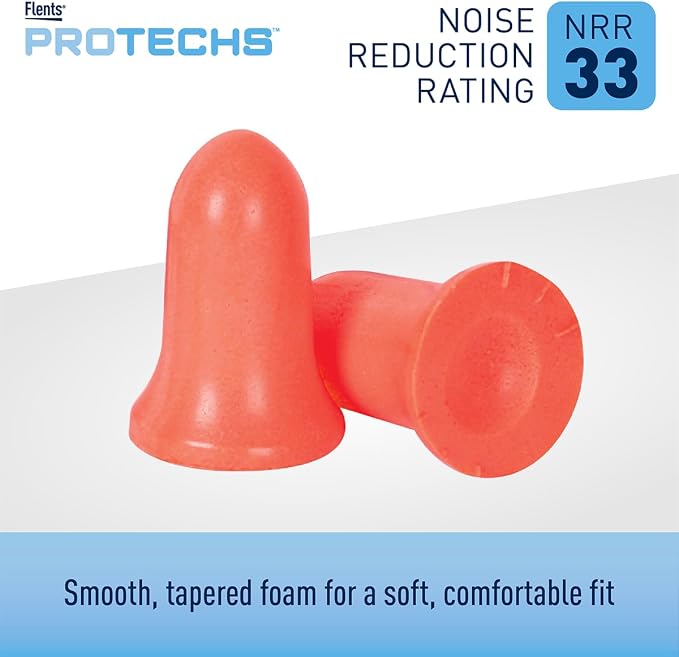 Flents Soft Foam Ear Plugs, 4 Pair with Convenient Travel Case, Comfortable Hearing Protection for Sleeping, Snoring, Studying, Travel, Concerts, and Work, 33 NRR, Orange, Made in The USA
