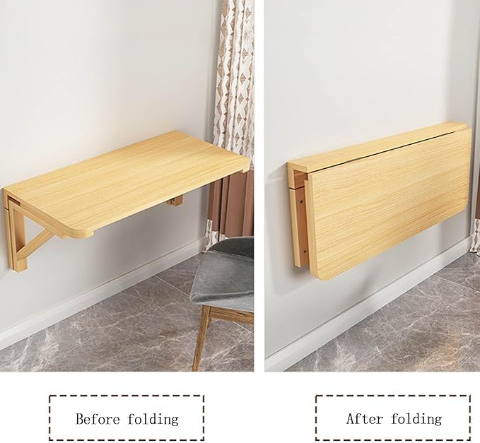 Wall Mounted Folding Table, Floating Desk for Small Spaces,Solid Wood Bracket Laundry Folding Table,Wall Folding Desk,Home Bars and Dining Establishments,50 * 30cm/19.6 * 11.8in