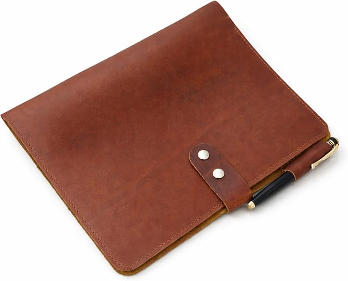 Premium Leather 3-Ring Binder Portfolio, 8.5x11 Inch Letter Size Organizer Folder, Refillable 3-Hole Paper BusinessBinder, Resume Folio for Men and Women (Tan)