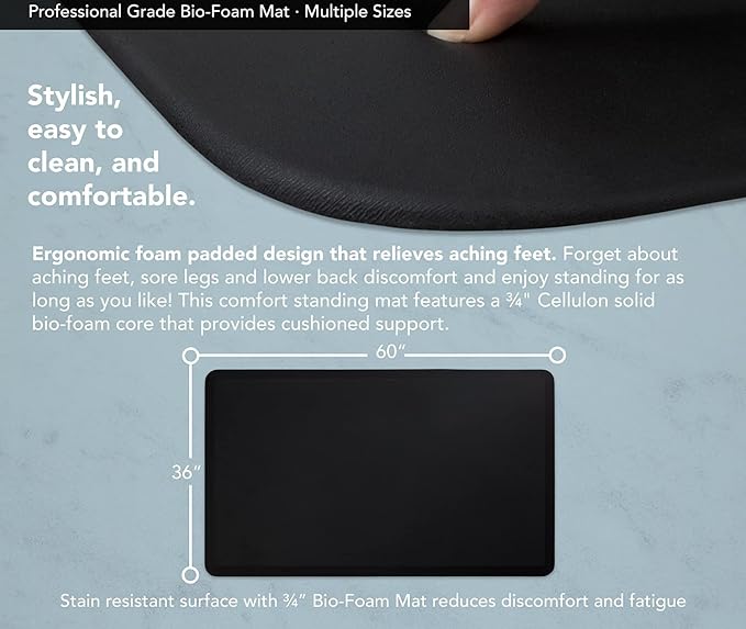 NewLife by GelPro Professional Grade Anti-Fatigue Kitchen & Office Comfort Bio-Foam Mat with Non-Slip Bottom for Health & Wellness, 36X60, Midnight