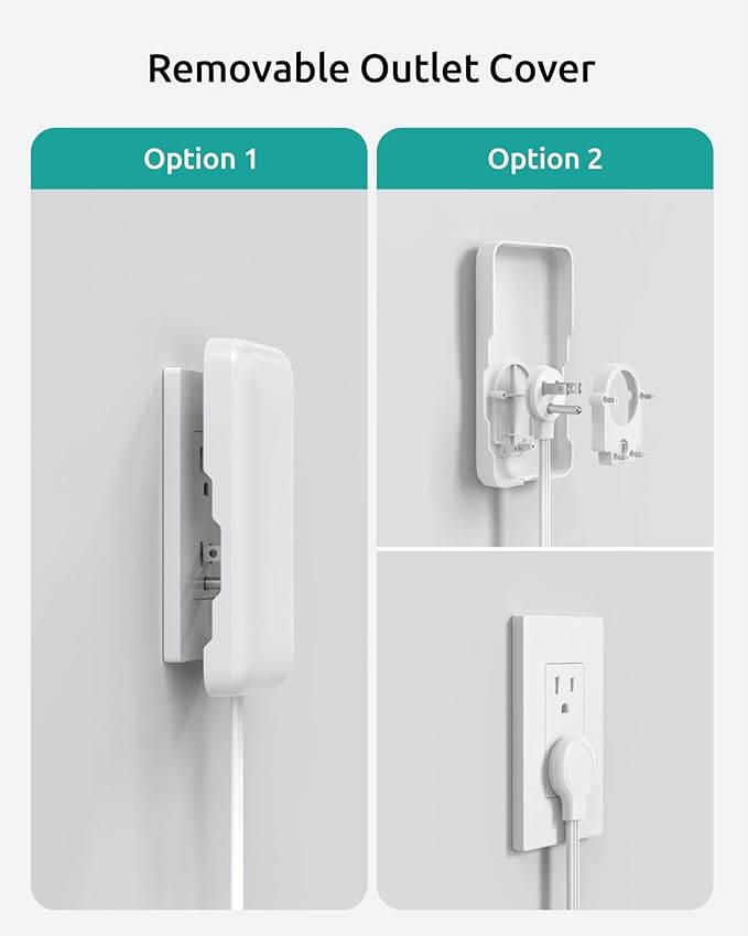 Outlet Cover Extension Cord Flat 15ft, NUTICT Flat Plug Power Strip with 8 Outlets & 3 USB-C & 1 USB-A Port, 13A/1625W, 1440J Surge Protector, Indoor 3 Prong Flat Wall Plug for Tight Spaces, White