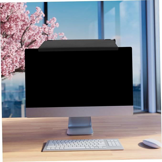 HOMSFOU Computer Monitor Screen Top Holder Shelf No Drill Tv Storage Bracket for Router Remote Control and More Sturdy Organizer for Tidy Spaces Easy Installation Multi-functional Design