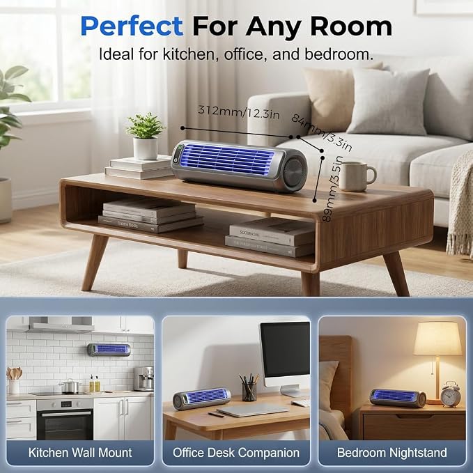 Portable Air Conditioner Cooling Fan Quiet with 3 Speeds, 2026 Upgraded Wall Mounted Fan, Portable Usb Desk Fan, Quiet Small Room Fan for Home Room (Grey)