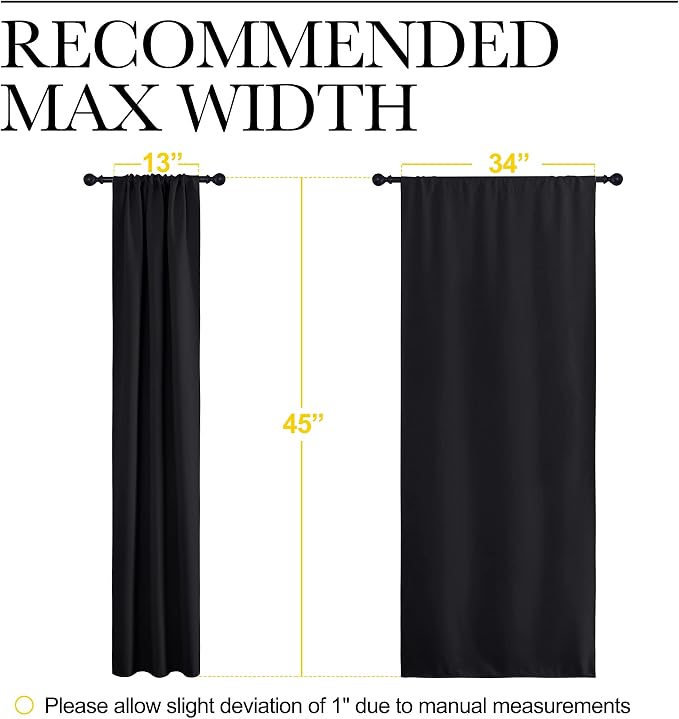 NICETOWN Black Out Curtain Panels for Kitchen - Energy Smart Decoration Thermal Insulating Blackout Drapes/Draperies for Small Window (2 Panels, 34 inches Wide by 45 inches Long)