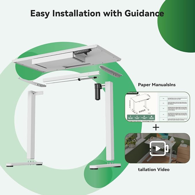 Gibbon Mounts 35” White Glass Standing Desk Height Adjustable with Drawer | Electric One-Piece Rising Whiteboard Table on Lockable Wheels, Mobile Small Rolling Laptop Cart for Work, Drawing, Crafting