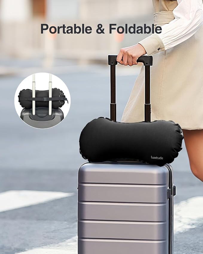 Luxtude Inflatable Lumbar Pillow for Airplane Travel, Lumbar Support Pillow for Office Chair/Car, Self-Inflating Travel Airplane Pillows, Back Support Pillows for Reducing Back/Neck Pain