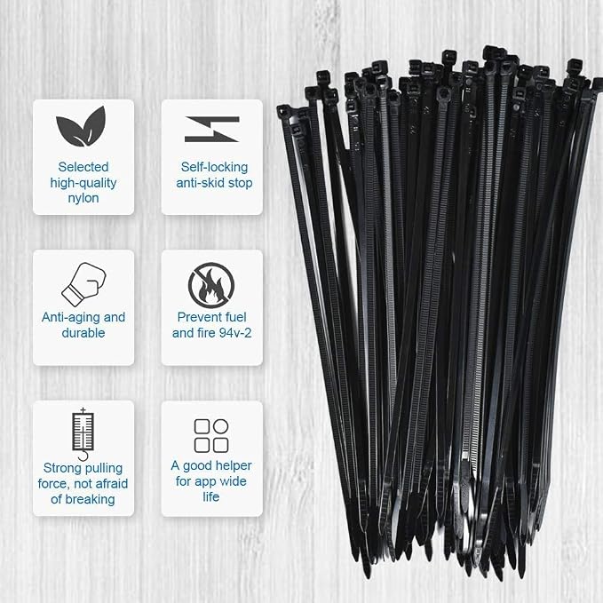 Zip Tie Mounts - SeuYeugX 1000 PCS Cable Self Adhesive Mounts Set for Wire Management with Stick Pads Anchors Clips Squares Holders (Black)