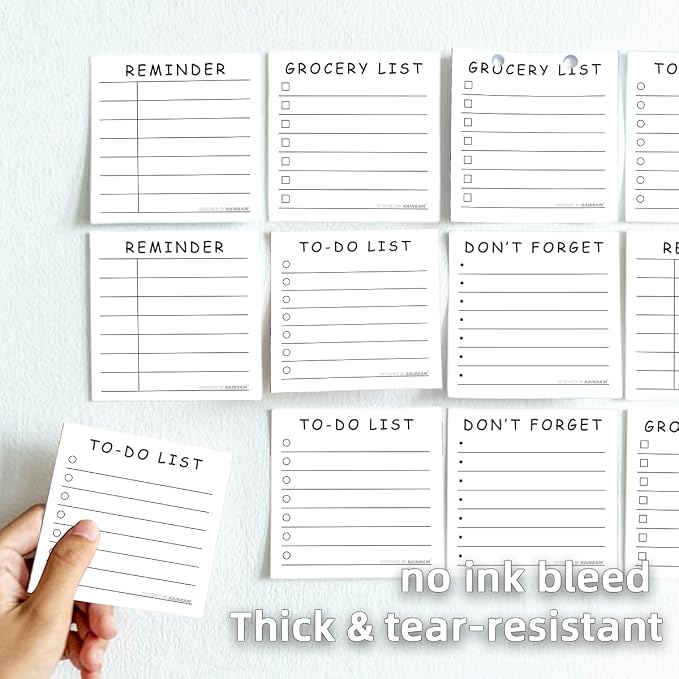 4 Pack/200 Sheets 3x3in Self-Sticking Note Papers Set, High-Adhesive Productivity Planner Pads for Time Management, Retro Daily Task Notes for Journal Office Home, Bulk Retro Stationery Gift