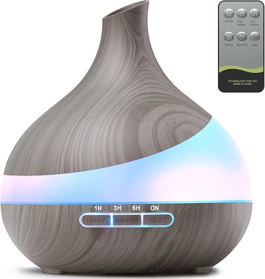HJTHJT 500ML Essential Oil Diffuser: Aroma Diffuser with Remote Control for Hotel Spa Yoga Room - Humidifier with 14 Colors LED Night Light for Bedroom Home Relaxation
