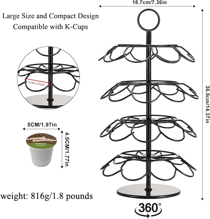 Coffee Pod Carousel Holder Organizer Compatible with 36 Cup Pods