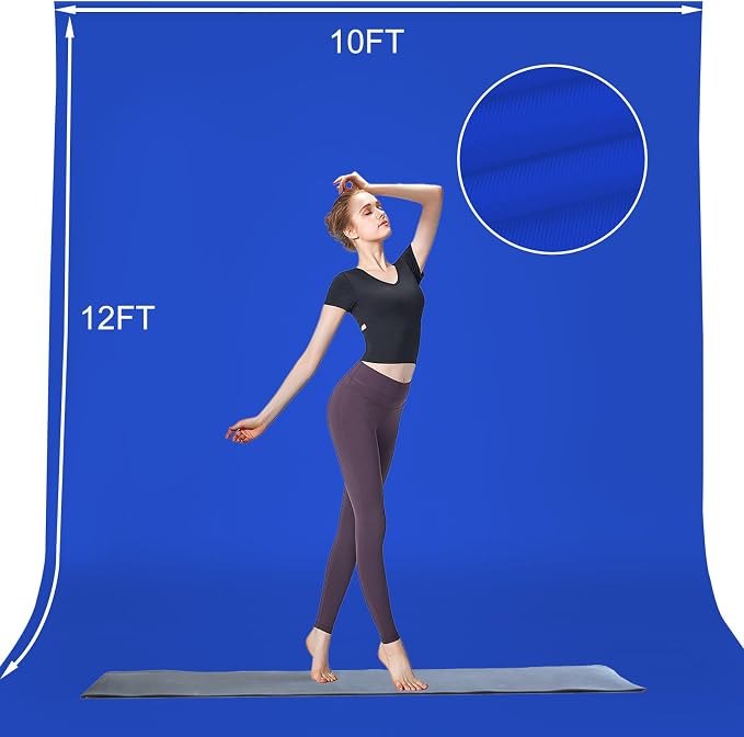 10x12ft Royal Blue Screen Backdrop for Photography, Large Seamless Polyester Fabric Royal Blue Photo Backdrop Curtain for Portrait Photoshoot Video Shooting