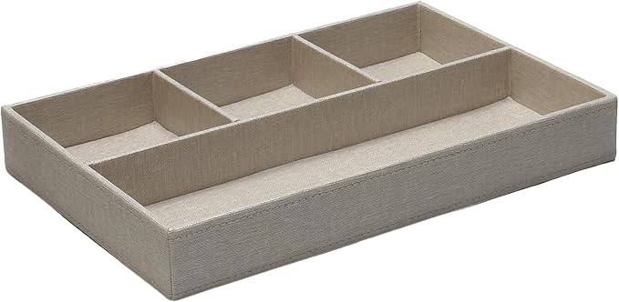 UnionBasic Flat 4-Slot Drawer Tray Desk Stationery Sundries Gadget Organizer Storage Box Pen Pencil Holder Case Container, Beige