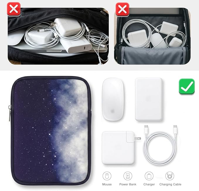 Laptop Sleeve Case for MacBook Neo/Air/Pro 13 inches A18/M5/M4/M3/M2/M1 Chip 2026-2020 A3404 A3449 A3240 A3113 A2681 with 2 Pockets Tablet Bag Accessories (Set - Night Star)