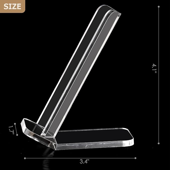 SANRUI Premium Thick Clear Acrylic Pen Display Stand Angled V-Channel Single Pen Stand for Desk, Stable Fountain Pen Holder for Beadable Pens, Collectibles, Office, Craft Shows