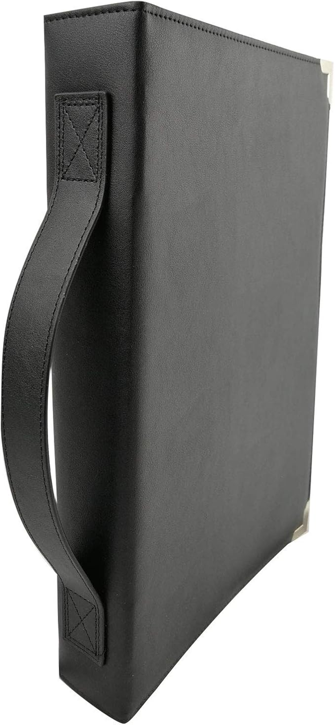 Orginal -MSP PU Leather Sheet Music Holder | 9.5" x 12" - Music Folder with Hand Strap for Musician- Improved Design (3 Ring Binder)