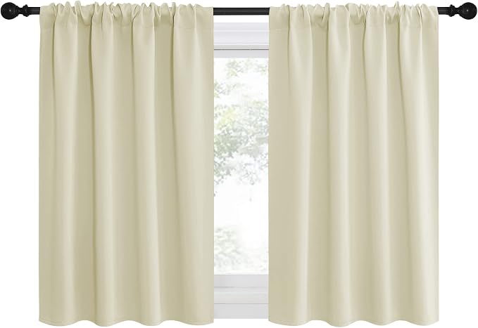 NICETOWN Kitchen Curtains, Short Blackout Curtains & Drapes, Small Window Draperies for Dining Room, Cupboard (Beige, 42 in x 36 in (W x L), Set of 2)