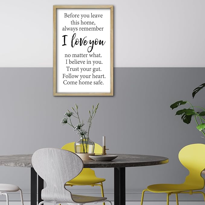 RLWangChao Before You Leave This Home Wall Decor Art 16"X11" I Love You Sign Inspirational Quotes Family Entryway Wood Framed Wall Hanging (Wood)