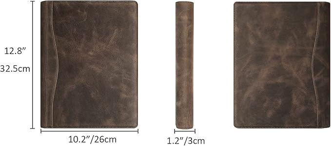 DUKE&COW Personalized Leather Portfolio for Men & Women, Engraved Clipboard Binder, Custom Resume Padfolio, Grey, A4/Letter Size