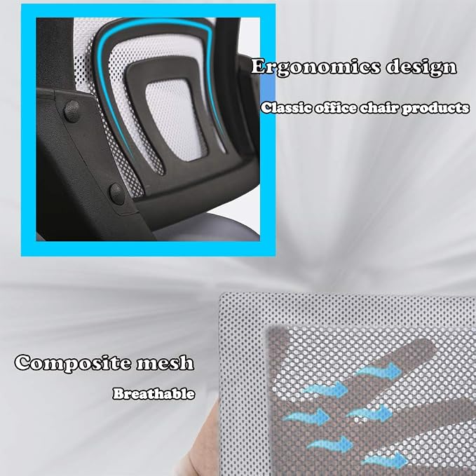 BestOffice Office Chair Mid Back Desk Chair1 Ergonomic Mesh Computer Gaming with Larger Seat, Executive Height Adjustable Swivel Task with Lumbar Support Armrest for Women Adults Women, Men White
