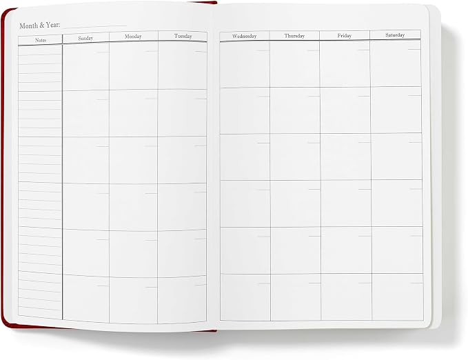 Wykeham's Executive 2026 Undated Daily Journal Planner – Customization Available (Personalized Crimson, 8.5"×5.5")
