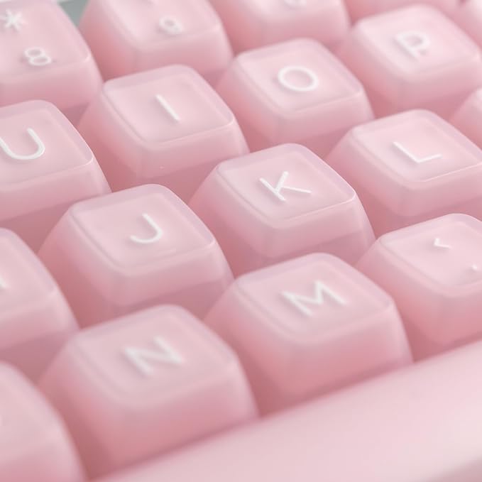 ULTRAEQUIP Keycap Set Pink Jade, 160 Keys RSA Profile PBT Keycaps Double Shot Translucent Custom Set with Split 7U Spacebar for Alice ISO ANSI 60, 75, 80, 95, 100% Mechanical Keyboard