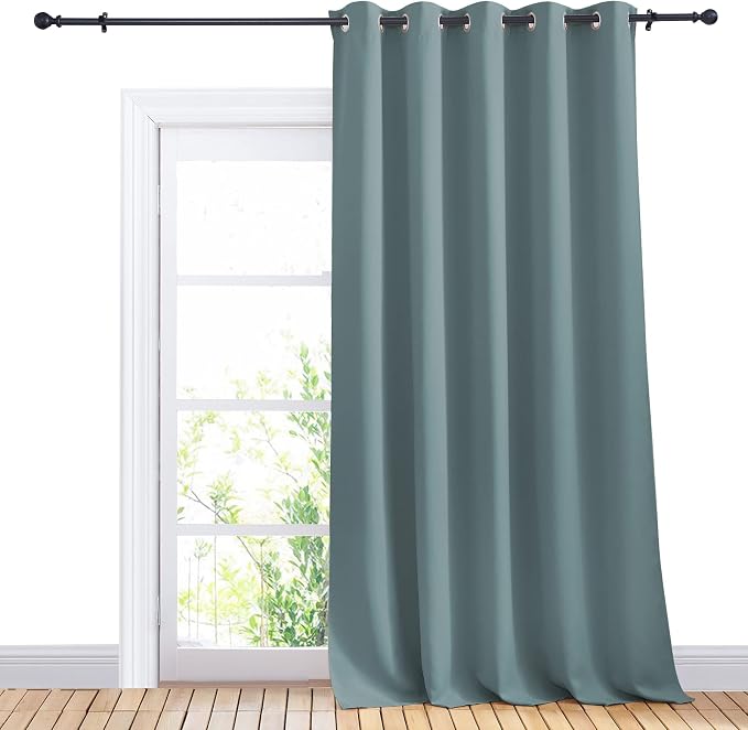 NICETOWN Window Blackout Curtain Panel for Living Room, Greyish Blue, 1 Panel, 70 x 95 inch, Thermal Insulated Blackout Drape/Drapery for Loft, Guestroom