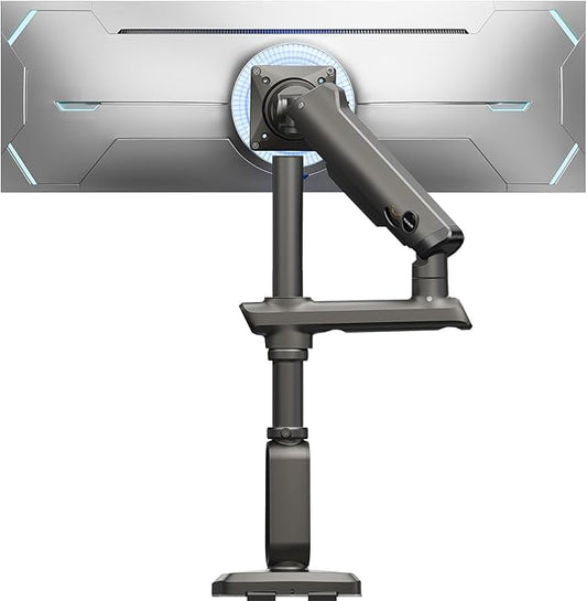 HUANUO Heavy Duty Monitor Arm for Ultrawide Screens up to 57", Holds 40 lbs, Aluminum Ultrawide Single Monitor Stand with 29.1" Max Height, Fully Adjustable Desk Mount, Max VESA 100x100mm