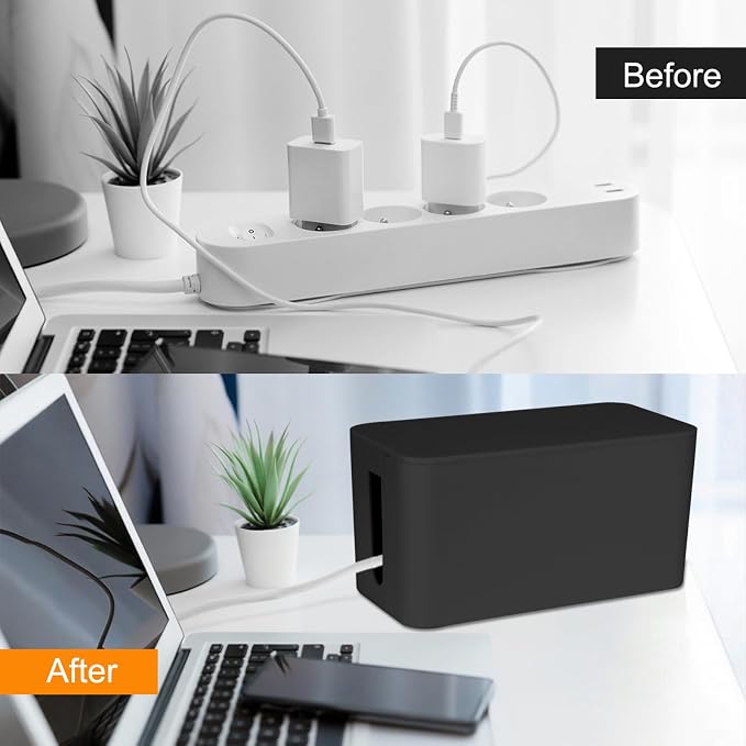 Mini Cable Management Cord Cover Wire Hider Box Concealer Organizer Protector System for Home Theater Entertainment Center Office School (Mini, Black)