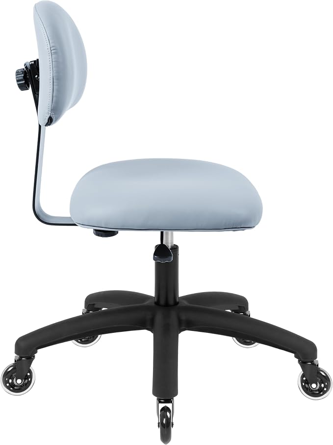 FSS Series Square seat (20"-28") seat Height Chair. Vinyl-for Office, Garage, Desk, Shop, Computer, Doctor, Medical, Easy to Clean! NO Footring (Gray, Medium, Rubber Roller Casters)