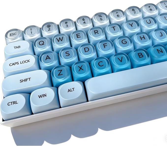 Fogruaden PBT Blue Keycaps Set, HOA Profile Cute Custom Keycaps, Compatible with Cherry MX Switch 60% 65% 75% Mechanical Keyboards