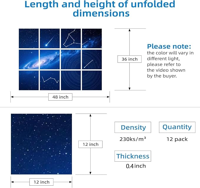 12 Pack Art Acoustic Panels, TEMGCUAM Self-Adhesive Sound Absorbing Wall Panels, 48"×36" Decorative Acoustic Treatment Panels for Home Office, Studio, Ceiling & Media Room