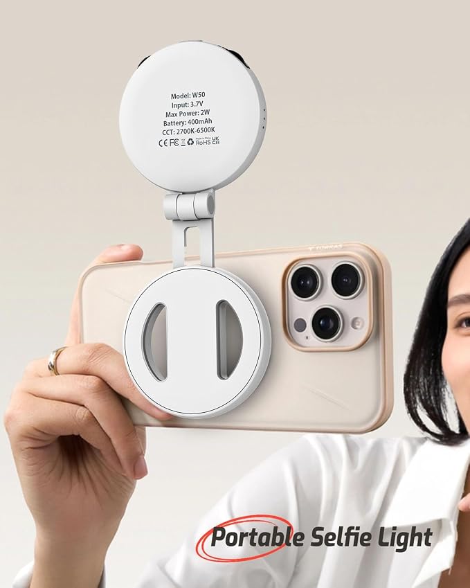 Magnetic Portable Selfie Light for iPhone - Phone Ring Light Rechargeable for Camera Picture Make up Photos Video Conferences LED Selfie Ring Fill Light TikTok/Zoom Calls/Video Conference