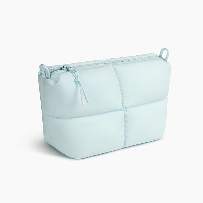 Comfyable Puffy Electronics Organizer Travel Case, Cute Tech Pouch for Women Men, Cable Storage Bag for Charger, Phone, Power Bank, Cord, Compact Tech Accessories Pouch, Ice Blue