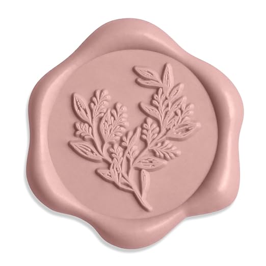 UNIQOOO Wax Seal Stickers - Eucalyptus Wedding Invitation Envelope Seal Stickers, 100 Pcs Self- Adhesive Dusty Rose Stickers, Perfect for Invitation, Christmas, Gift Wrapping, Party