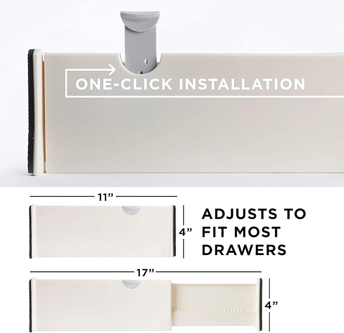 6 Drawer Organizer and Dividers, Organize Silverware and Utensils in Home Kitchen, Divider for Clothes in Bedroom Dresser, Designed to Not Snag Underwear and Bra Fabrics, Bathroom Storage Organizers