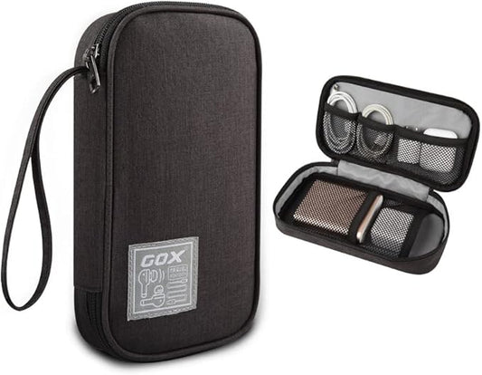 GOX Cable Organizer Pouch – Case for Chargers and Cords, Cord Organizer Travel Black, Small Cable Organizer Bag for Earbuds & Tech Accessories(Black)