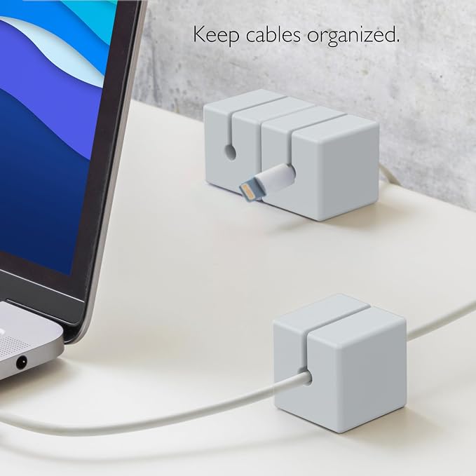 Function101 Weighted Magnetic Cable Blocks – Non-Adhesive Anchors for Cable Organization – Weighted Cord Holders & Accessory Organizer – Durable Magnetic Accessories for Office Use (Gray, Pack of 3)